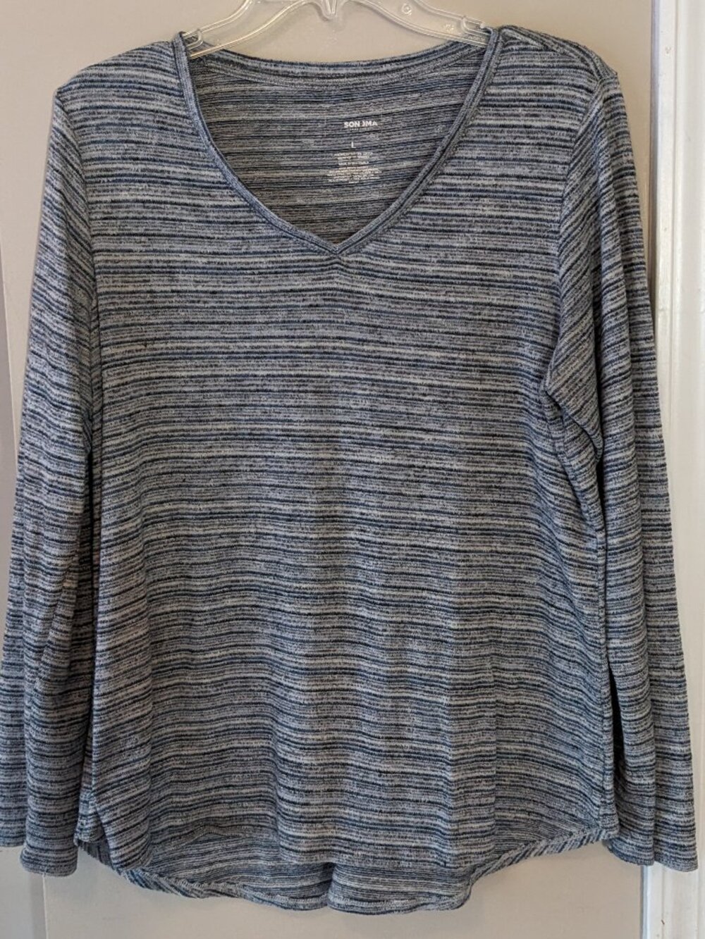 **Moving Sale** Sonoma Black & Teal Striped Sweater Sz L